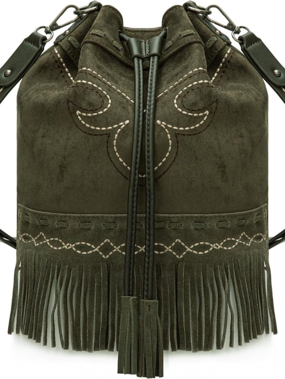 Aztec Bucket Bags for Women Western Fringe Crossbody Bag Ladies Vintage Drawstri